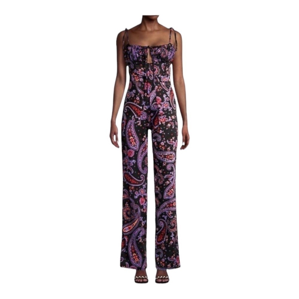 WeWoreWhat Paisley Jumpsuit in Black and Purple